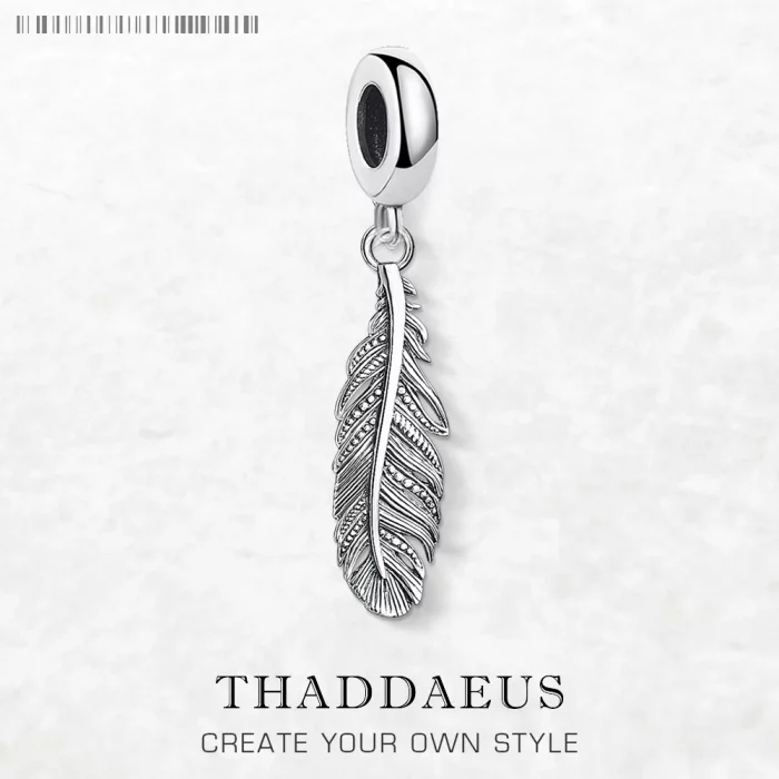 Rebel Feather Charm For Women Men Vintage 925 Sterling Silver Autumn Jewelry - Image 2
