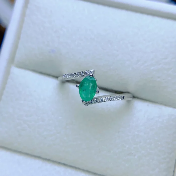 3*5mm Natural Emerald Ring Simple Design S925 Sterling Silver With Certificate Fashion Fine Charm Wedding Jewelry for Women FS - Image 7