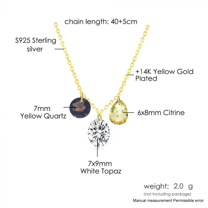 Natural Citrine Topaz Yellow Quartz Bare Stone Chocker For Women Elegant 925 Sterling Silver Gold Plated Fine Jewelry LMNI087 - Image 7
