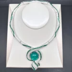 Europe America Style Necklace Women Lady Inlay Green Cubic Zircon Synthetic Emerald Snake Snakelike Choker - Image 2