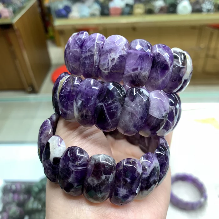 AAA Natural Amethyst Gemstone Bracelet Natural Energy Stone Bangle Gemstone Jewelry for Woman Birthstone for Aquarius for Gift - Image 2