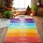 Rainbow Boho Beach Mat Mandala Blanket Striped Wall Hanging Tapestry Scarf Yoga Mat PRE Tapestries - Image 4