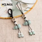 Original Natural A Goods Jadeite Gourd Mobile Phone Pendant Chinese Style Simple Jade Car Key Chain Bag Hanging Men and Women - Image 2