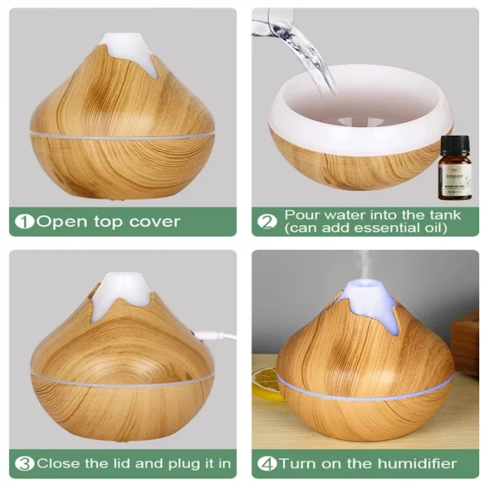 350ML USB Aroma Oil Diffuser Wood Electric Humidifier Ultrasonic Air Humidifier Mini Aromatherapy LED Light Mist Maker for Home - Image 6