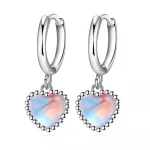 925 Sterling Silver Moonstone Heart Crystals Stud Earrings For Women Elegant Luxury Jewelry Accessories Wholesale Jewellery - Image 6