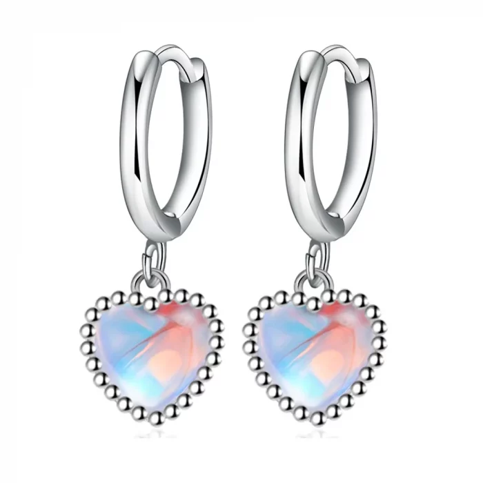 925 Sterling Silver Moonstone Heart Crystals Stud Earrings For Women Elegant Luxury Jewelry Accessories Wholesale Jewellery - Image 10
