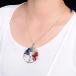 Natural Tree of Life Necklace 7 Chakra Crystal Stone Pendant Handmade Healing Colour Quartz Wedding Jewelry for Women Necklace - Image 6