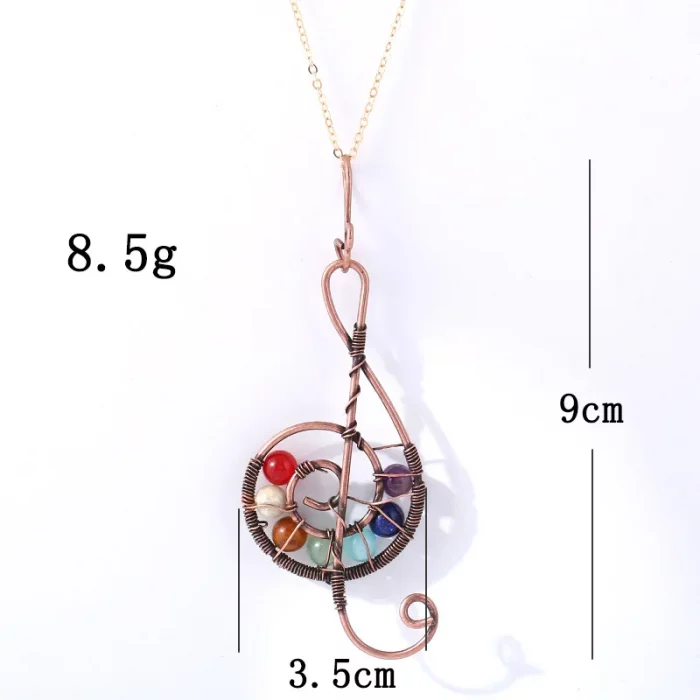 Tree of Life Natural Gravel Stone Pendant Necklace Healing Chakra Fortune Crystal Natural Stone Clavicle Chain Neck Jewelry - Image 7
