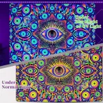 Blacklight Eyes Tapestry Boho Mandala Black Light Tapestries Hippie UV Reactive Wall Tapestry Trippy Abstract Tapestry For Room - Image 5