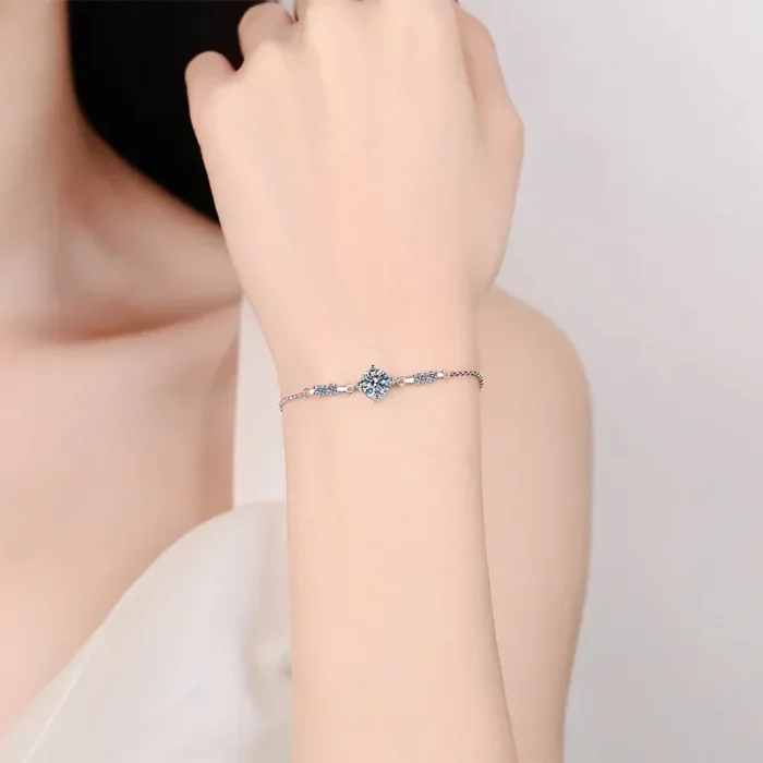 1 Carat Moissanite 925 Sterling Silver Women Bracelet Round Cut Bracelet White Gemstone Anniversary Jewelry 2023 - Image 5