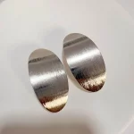 Exaggerated Metal Earrings Texture Retro Fashion Temperament Oval Brushed Textured Earrings Stud Earrings Wholesale 245 - Image 4