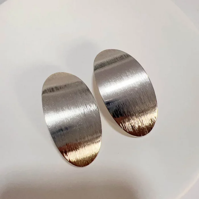 Exaggerated Metal Earrings Texture Retro Fashion Temperament Oval Brushed Textured Earrings Stud Earrings Wholesale 245 - Image 4