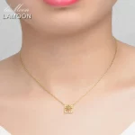 LAMOON Natural Gemstone Emerald Necalace For Women Vintage Luxury Pendant 925 Sterling Silver Gold Vermei Chain Jewelry NI018 - Image 5