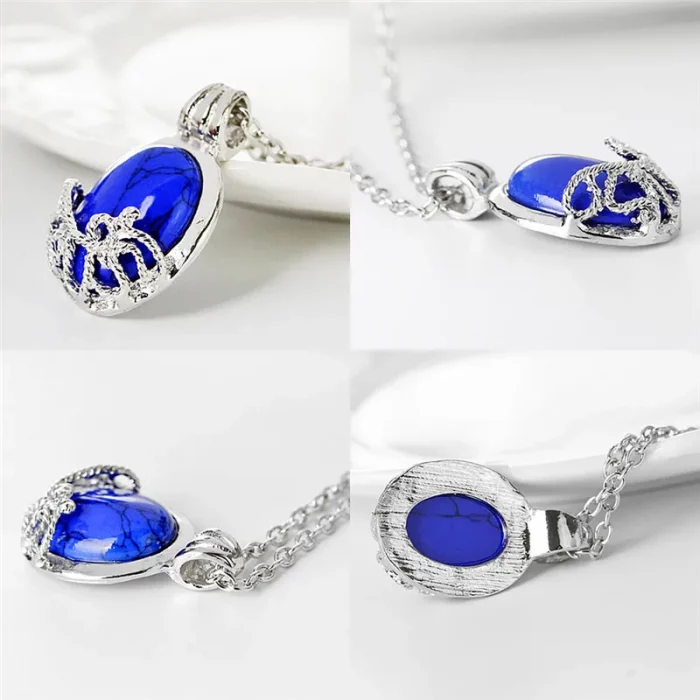 Film The Vampire Diaries Necklace Vintage Katherine Pendant Fashion Movie Jewelry Cosplay For Women Lapis Lazuli Pendant - Image 6