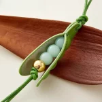 Fashion High-End Pea Pendant Leather Handmade Pea Keychain All-match Style Green Pea Bag Charm Bag Parts & Accessories - Image 8