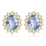 Trend Princess Diana Blue Aquamarine Jewelry Set For Women Oval Stone 8*10mm Earrings And Necklace 925 Silver Luxury Jewellery - Image 5