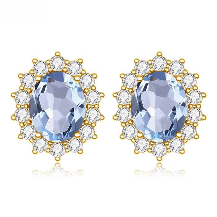Trend Princess Diana Blue Aquamarine Jewelry Set For Women Oval Stone 8*10mm Earrings And Necklace 925 Silver Luxury Jewellery - Image 5