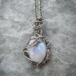 Moonstone Pendant Necklace Crystal Gems Alloy Rattan Vintage Noble Women Necklaces for Lady Girls Waterdrop Stone Necklace Gift - Image 4