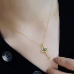 Emerald Crystals Key Pendant Light Luxury Delicate Green Gemstone Necklaces Clavicle Chain engagement Jewelry for Women gift - Image 5