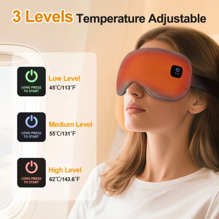Infrared Heated Eye Smart Control Massager Timing Heating Eye Mask Reduce Dark Circles Eye Bags Type-C 3 Levels Washable - Image 4