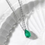 Serenity 1ct Pear Cut Natural Colombian Emeralds/Ruby Pendant Necklace for Women Gift S925 Sterling Silver Moissanite Necklace - Image 2