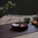 North American Black Walnut Solid Wood Incense Stick Handmade Tea Ceremony Round Incense Burner Agarwood Tray Holder - Image 7
