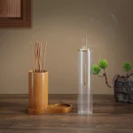 2 in 1 Incense Holder for Sticks Anti-Ash Flying Incense Burne with Glass Ash Catcher and Bamboo Incense Sticks Organizer - Image 4
