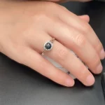 Natural Midnight Blue Sapphire Ring 6mm 1ct Genuine Sapphire 925 Silver Ring with 18K Gold Plating Gift for Women - Image 3