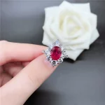Genuine Solid White Gold 18K Ring 2CT Oval Shape Ruby Engagement Ring Women Love Promise Gift Natural Gemstone Brilliant Forever - Image 4