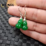 Original Natural Green Jade Earrings 925 Silver Inlaid Jadeite Ear Line Beautiful Exquisite Fashion Ladies Jewelry Mascot Gift - Image 5