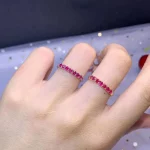 Fine Jewelry Natural Ruby Band Ring for Daily Wear 3mm*3mm Natural Ruby Ring Solid 925 Silver Simple Ring Gift - Image 5