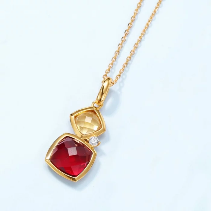 Wong Rain Vintage 10K Gold Plated 925 Sterling Silver Lab Sapphire Amethyst Garnet Citrine Gems Pendant Necklace Fine Jewelry - Image 5