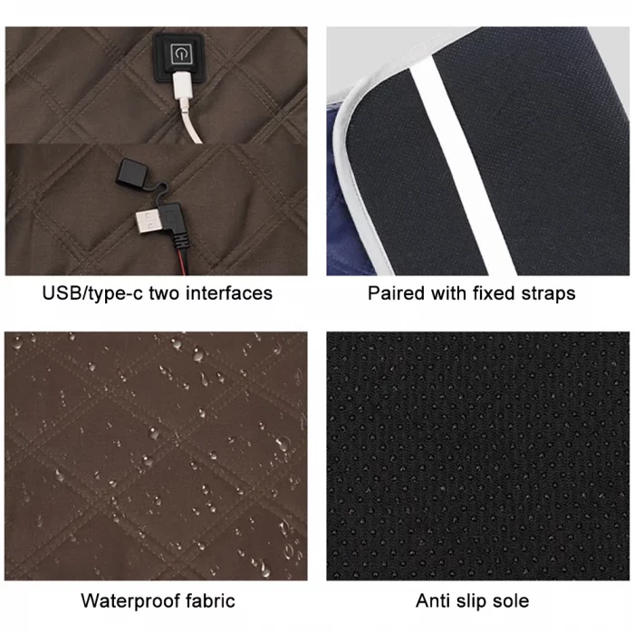 4 Heated Areas Camping Chair Heated Mat USB/Type-C Rechargeable 3 Speed Adjustable Smart Temperature Control Winter Warm Pads - Image 6
