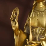 Copper Bodhisattva Guanyin Buddha Statue Home Living Room Ornaments Sea Sitting Lotus Decor - Image 2
