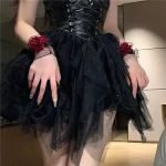 New Fashion Gothic Ruffle Lace Red Rose Wristbands Lolita Charm Bracelets Flower Mesh Hand Ornaments Lace Wristbands Accessories - Image 3