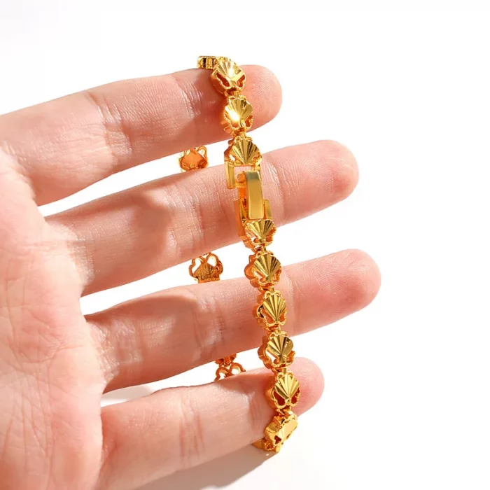 Luxury 24K 9999 Pure Gold Women's Shell Bracelet Watch Buckle Bracelet - Image 4