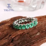 Classic eternity Gemstone Design Natural Green Emerald Ring S925 Silver Light Luxury Noble Real gems jewelry gift for women