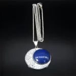 Lapis Lazuli Natural Stone Viking Witch Celtic Knot Triquetra Pentagram Necklace Stainless Steel Amulet Necklaces Jewelry N8459S