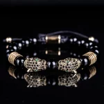 New Trend Double Leopard head Handmade tiger's-eye Bracelets Accessories Handmade Men's Jewelry Pulseras homme - Image 6