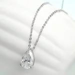 4CT Pear Cut D VVS1 Moissanite Pendant Necklace for Women 925 Sterling Silver Plated 18K White Gold Waterdrop Neck Chain Jewelry - Image 3