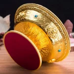 Zinc Alloy Tribute Buddhist Fruit Plate Gold Auspicious Luster Tibetan Plate Engraving Buddha Fruit Saucer Home Gift Decorative - Image 7