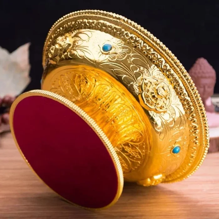 Zinc Alloy Tribute Buddhist Fruit Plate Gold Auspicious Luster Tibetan Plate Engraving Buddha Fruit Saucer Home Gift Decorative - Image 7