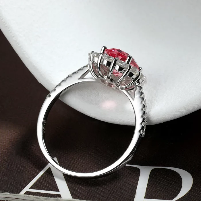 OEVAS 2.988cttw 7x9mm Lab Grown Ruby/Padparadscha Sapphire Ring S925 Sterling Silver inlay Moissanite For Women Fine Jewelry - Image 5