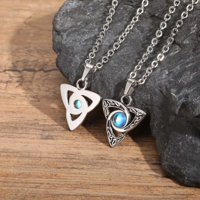 Vnox Vintage Celtic Knot Pendant with Moonstone Inlaid Necklaces for Men Women, Witch Knot Collar Jewelry with Box Chain - Image 6