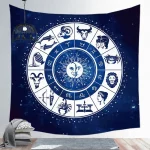 Blue Tarot Tapestry Wheel Zodiac Astrology Chart Wall Hanging Scarf Altar cloth tarot cloth tarot deck Sun and Moon Home Decor - Image 5