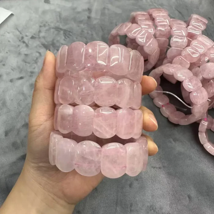 AA Quality Rose Quartz Stone Beads Bracelet Natural Gemstone Charming Bangle Fine Jewelry for Woman for Gift Wholesale ! - Image 4