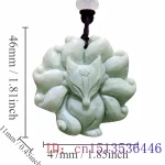 Green Natural Real Jade Nine tailed Fox Pendant Necklace Fashion Accessories Gemstones Chinese Talismans Carved Jewelry - Image 2