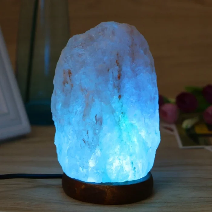 High Efficiency Hand Carved USB Wooden Base Himalayan Rock Salt Lamp Air Purifier Night Light New - Image 4