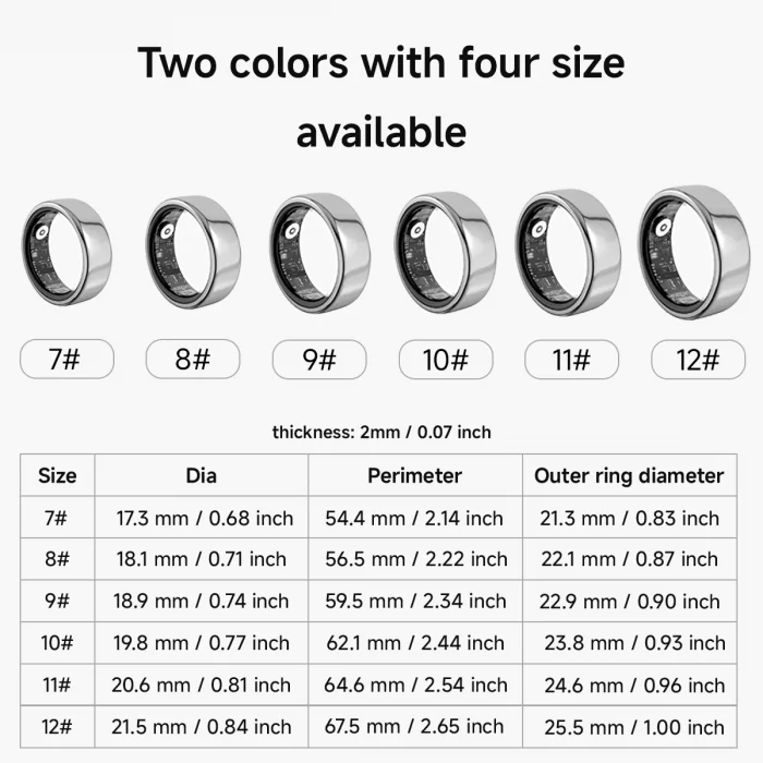 2025 New Smart Ring Blood Pressure Sleep Health Monitoring Multi-sport Modes smartring IP68 Waterproof Remote Care For Men Women - Image 4
