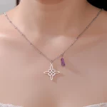 Skyrim Purple Crystal Witch Knot Pendant Necklace Women Stainless Steel Beads Chain Vintage Amulet Witchcraft Jewelry Gift - Image 4